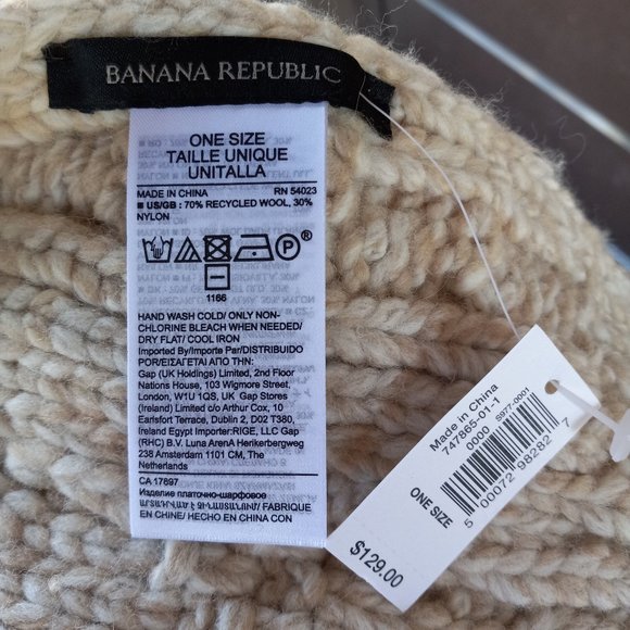 NWT Banana Republic Italian Wool Blend Chunky Cable Knit Scarf Oatmeal Beige - Picture 7 of 11